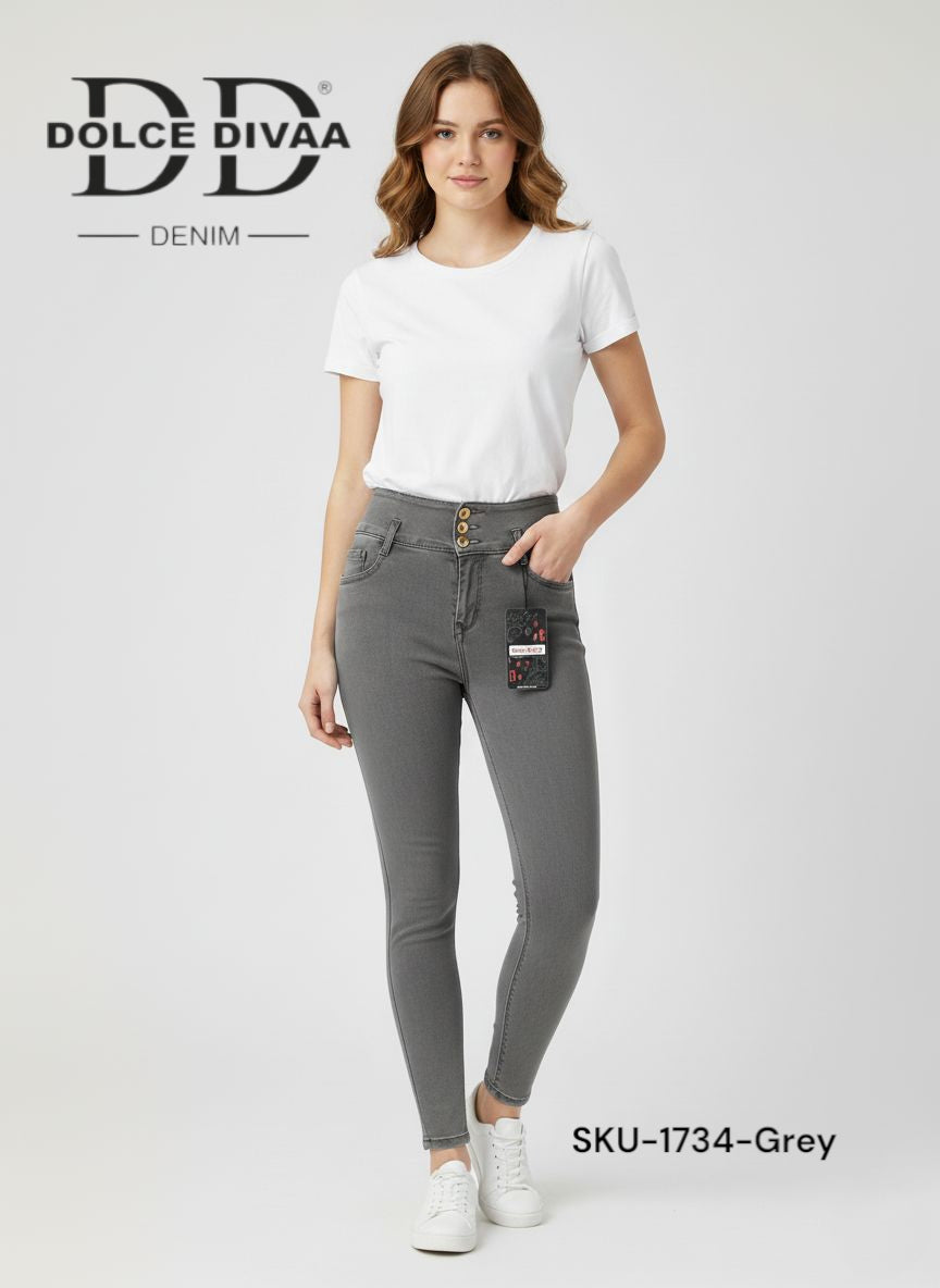 Denim High Waist 3 Button Strech Ankel Basic-1734