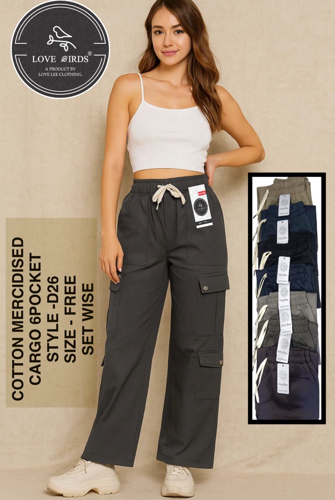 Cotton Mercidised 6 Pocket Cargo - D26