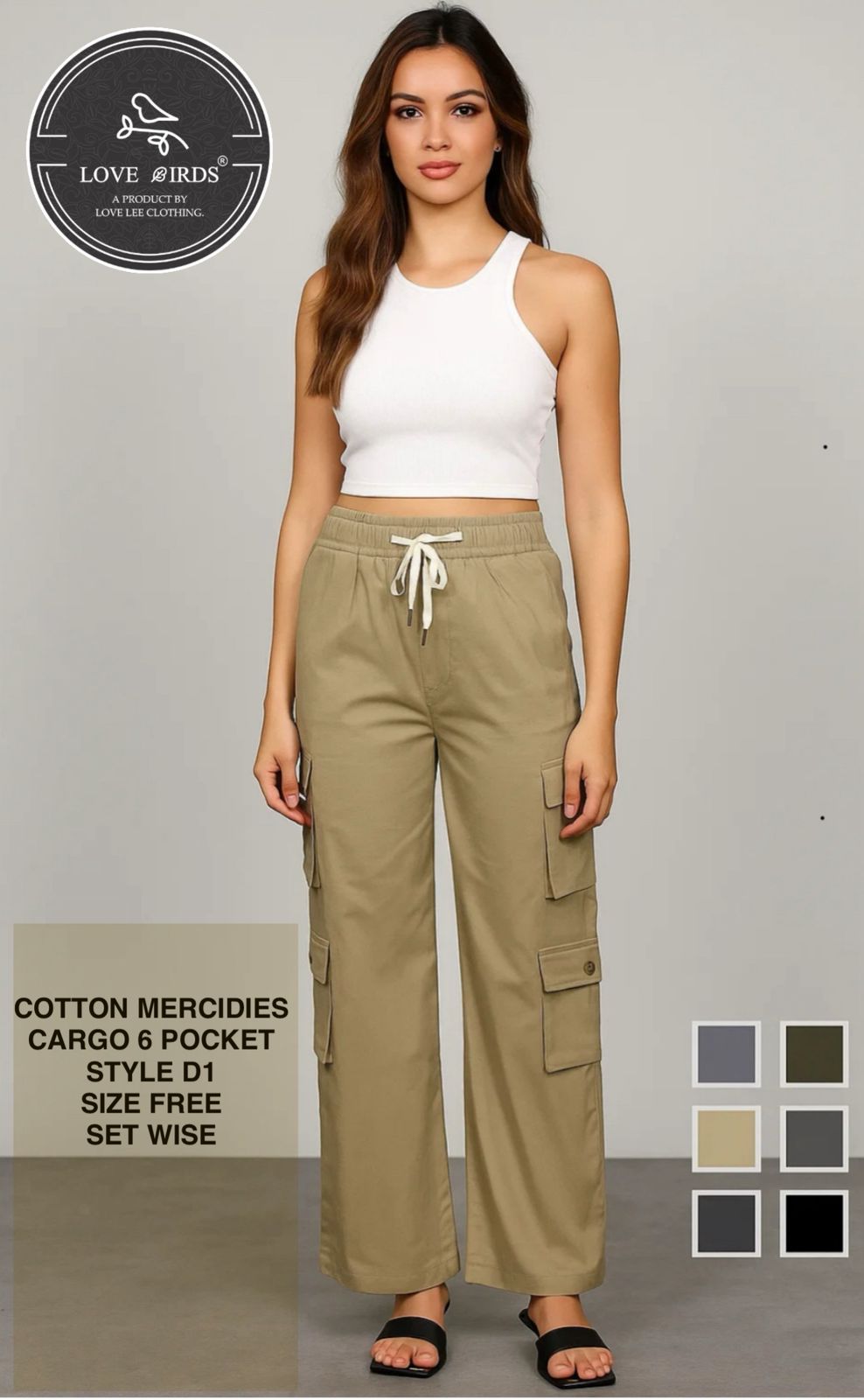 Cotton Mercidised 6 Pocket Cargo - D1