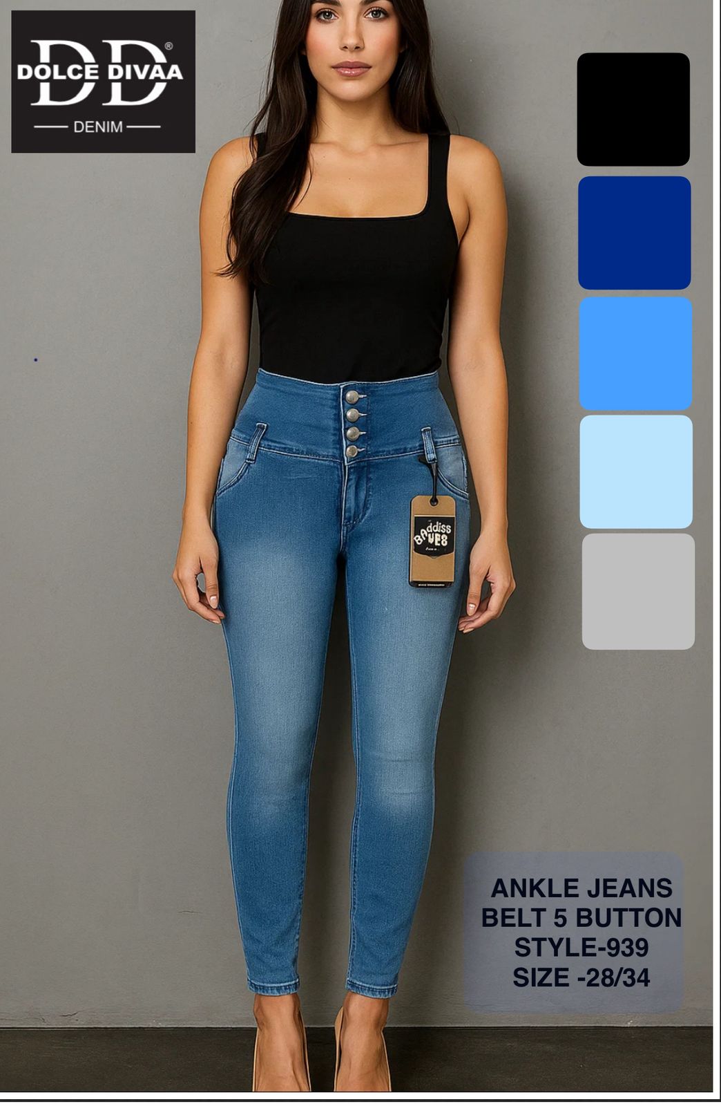 Denim High Waist 5 Button Basic - 939
