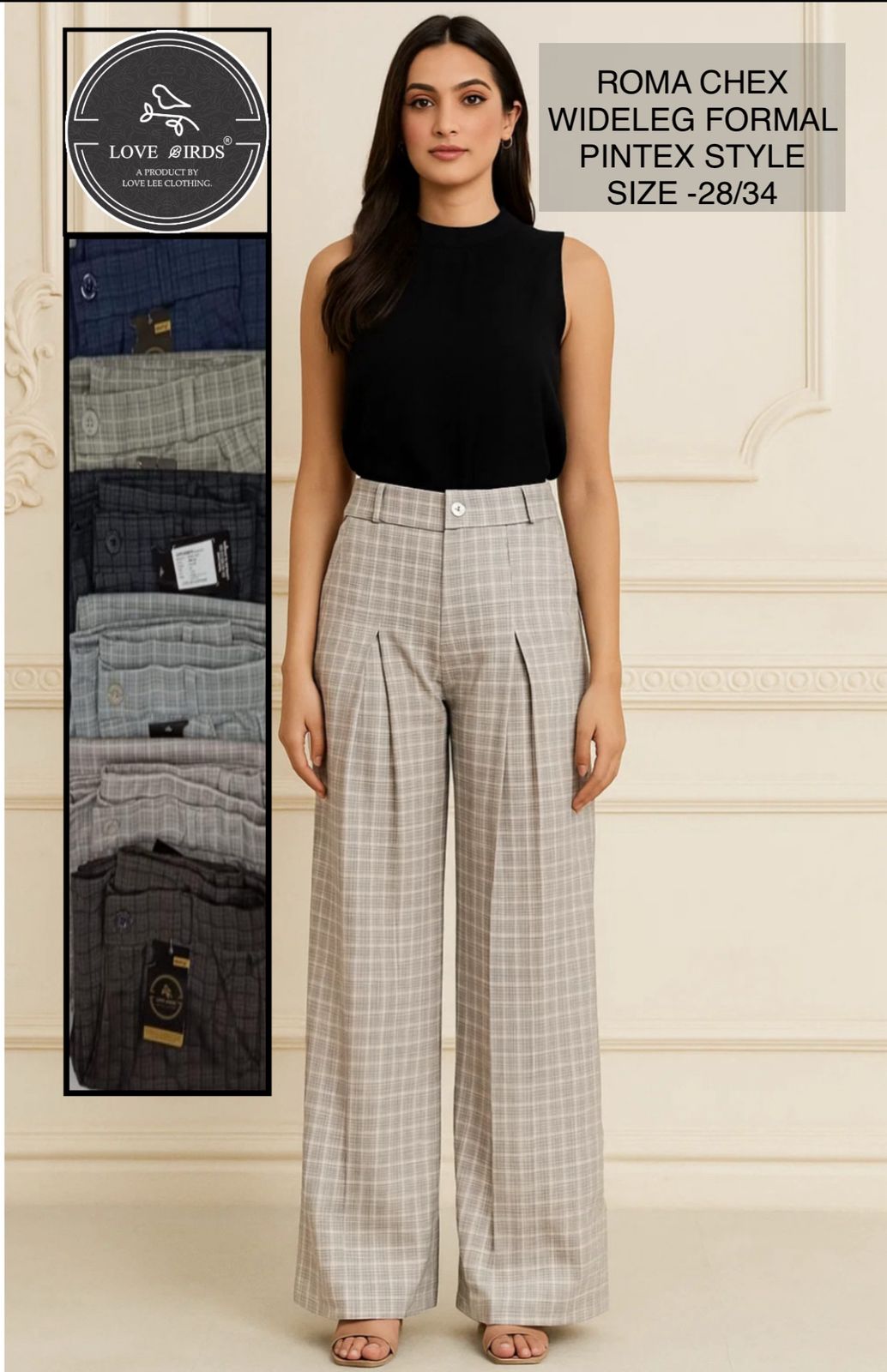 Roma Checks Front Pintex Formal Trouser