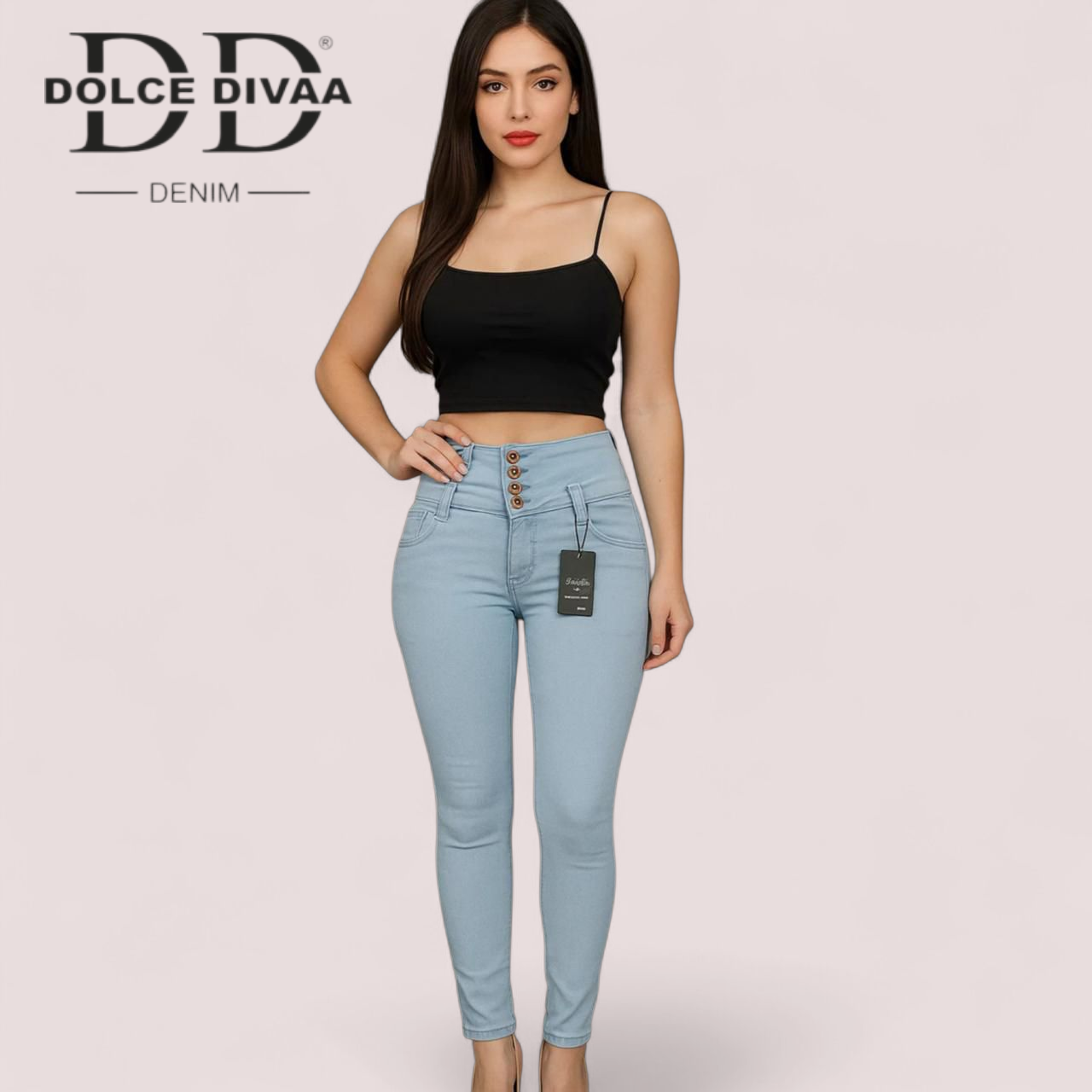 Denim High Waist 5 Botton Strech Ankel-1759