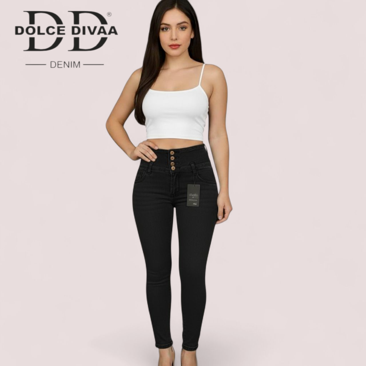 Denim High Waist 5 Botton Strech Ankel-1759