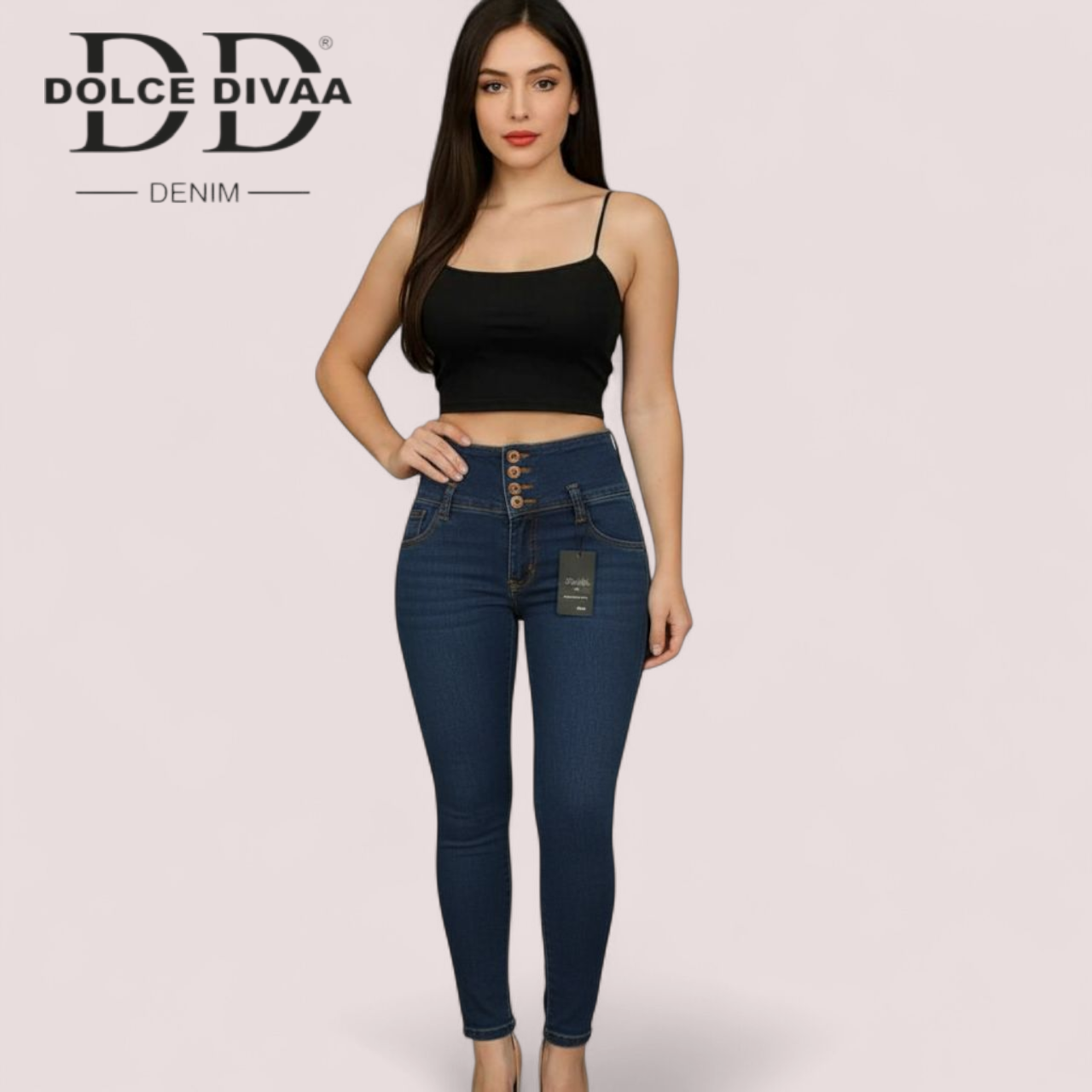 Denim High Waist 5 Botton Strech Ankel-1759