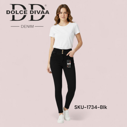 Denim High Waist 3 Button Strech Ankel Basic-1734