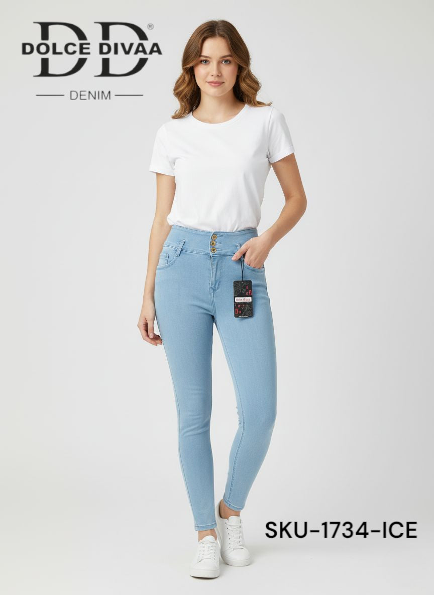 Denim High Waist 3 Button Strech Ankel Basic-1734