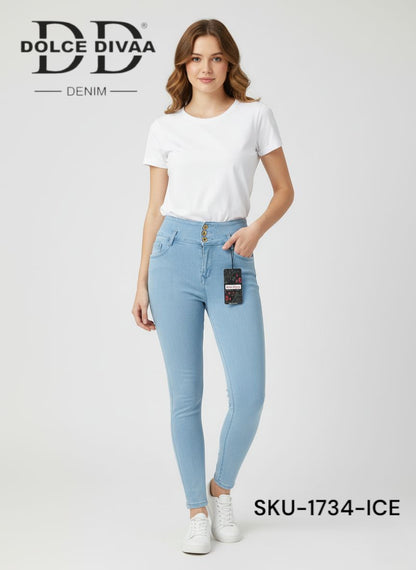 Denim High Waist 3 Button Strech Ankel Basic-1734