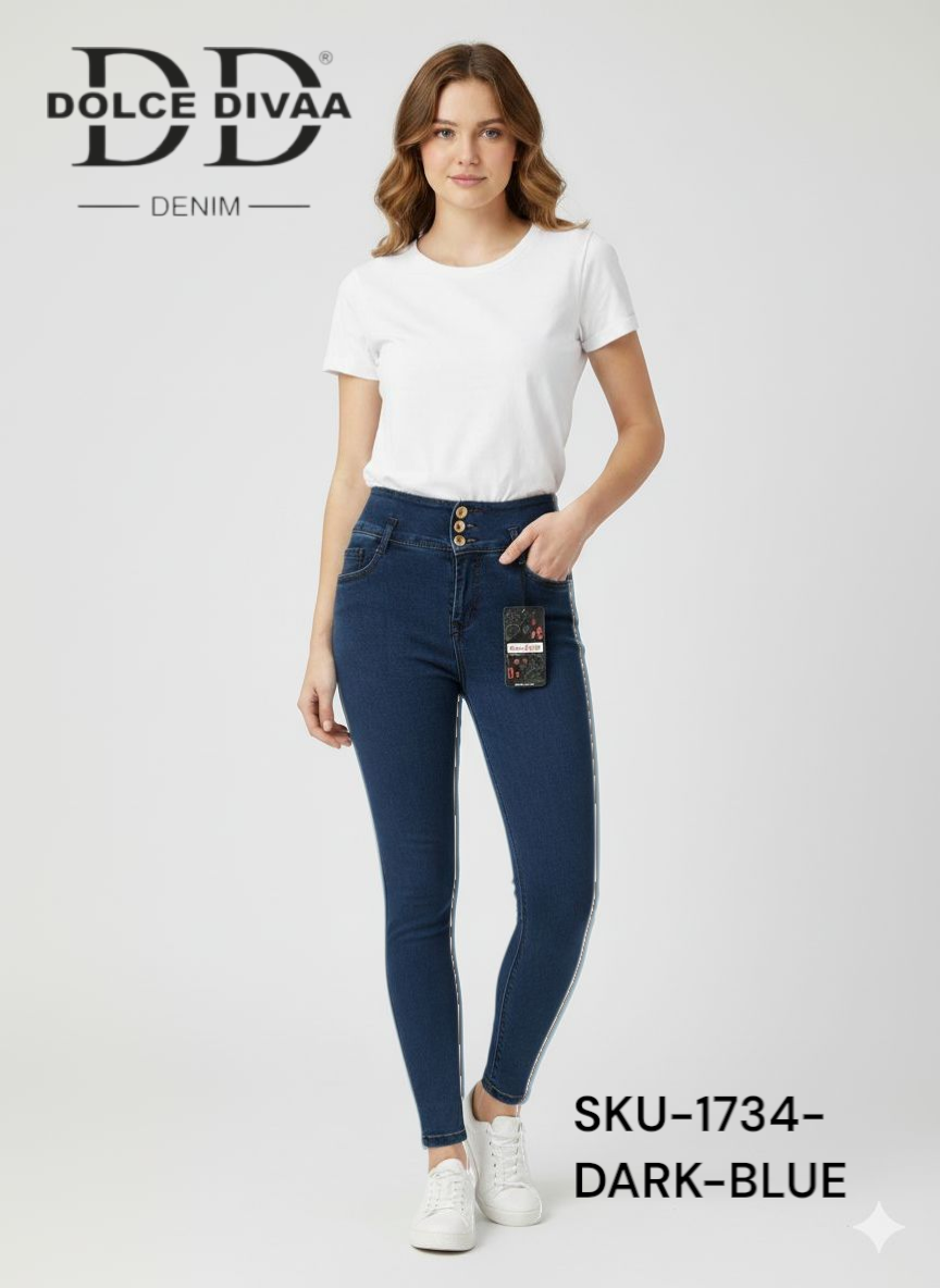 Denim High Waist 3 Button Strech Ankel Basic-1734