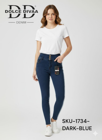 Denim High Waist 3 Button Strech Ankel Basic-1734