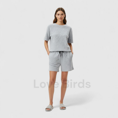 Italian Jaquard Self Emboss Short Co-ords Set