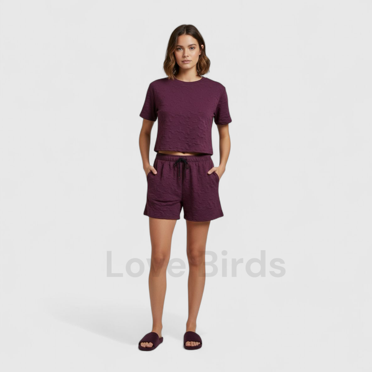 Italian Jaquard Self Emboss Short Co-ords Set