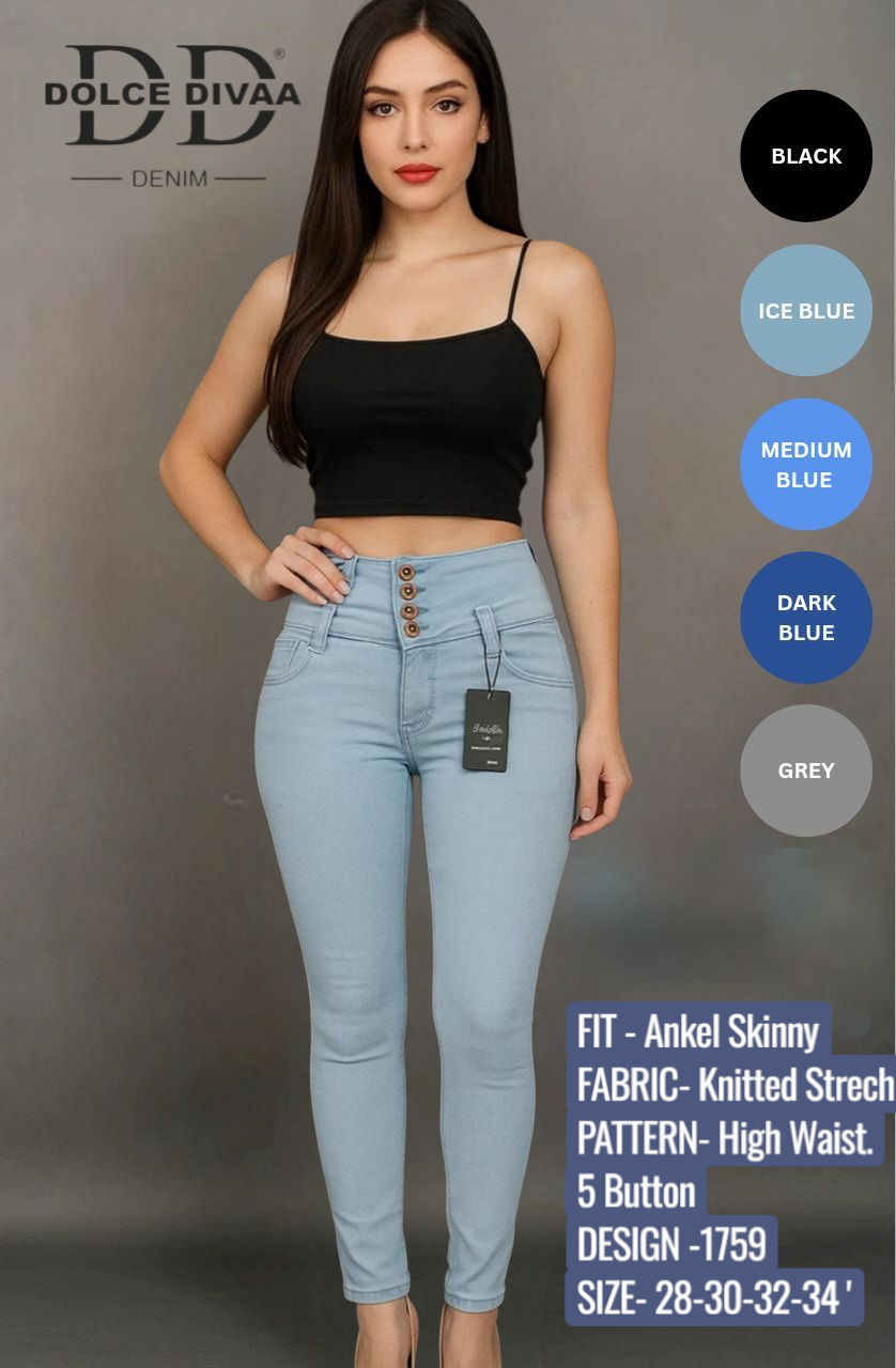 Denim High Waist 5 Botton Strech Ankel-1759