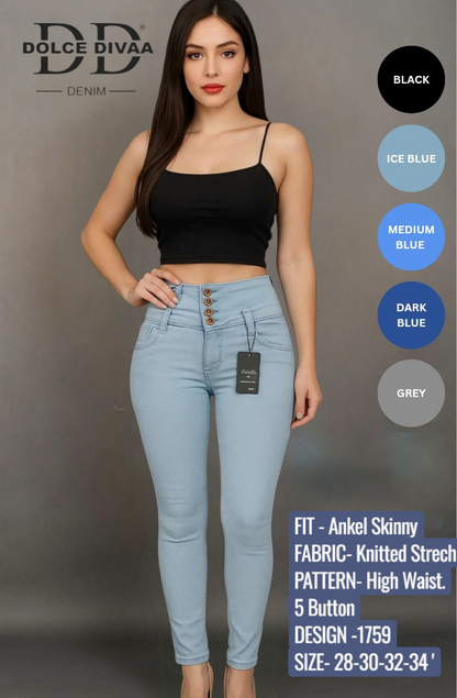 Denim High Waist 5 Botton Strech Ankel-1759