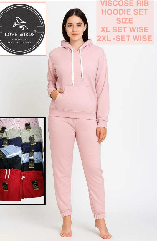 Viscose Rib Hoodie Co-ords Set