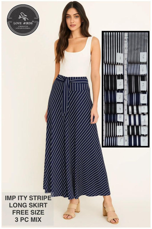 Long Skirt Stripe Print Ity