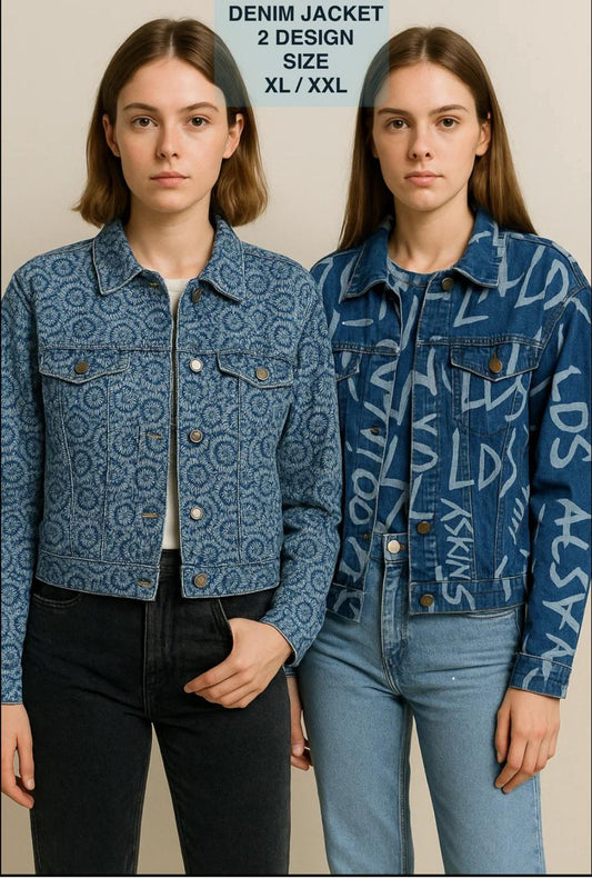 Denim embroidery & Writing print jacket