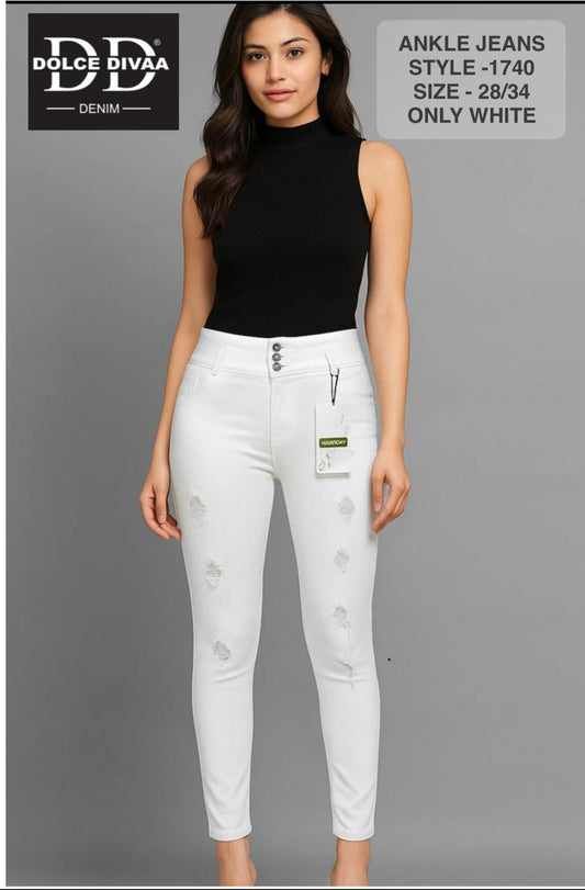 High Waist 3 Button Heavy Distressed- 1740