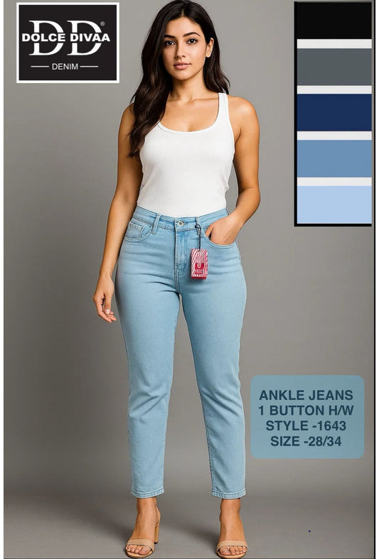Denim High Waist 1 Button Ankel Basic - 1643
