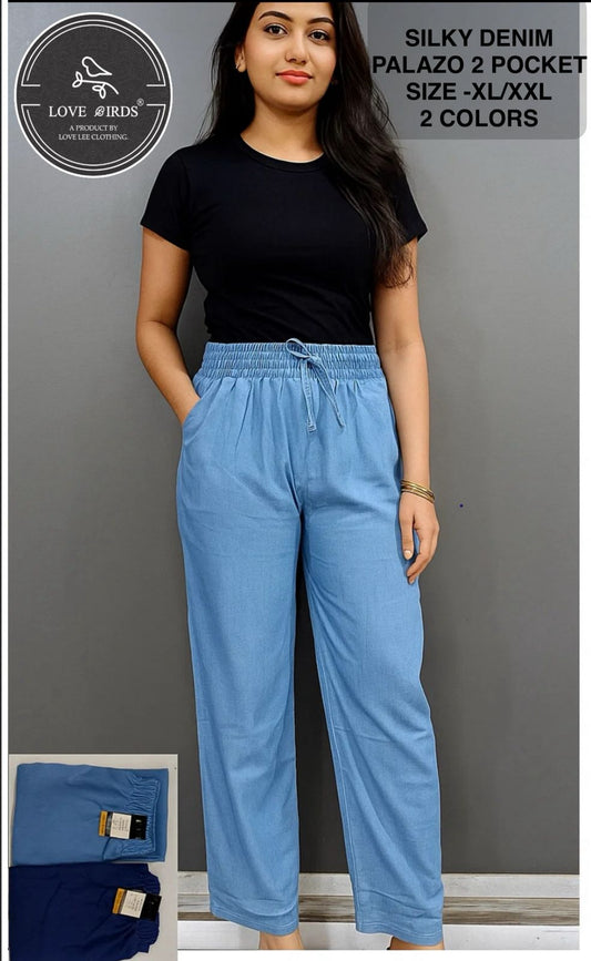 Silky Denim Pocket Palazzo