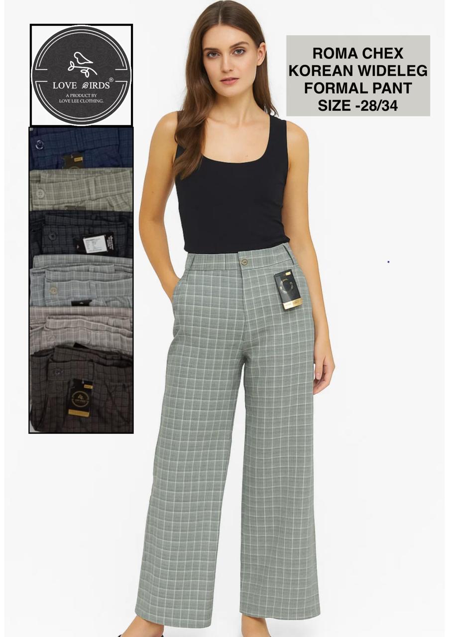 Roma Checks Wideleg Korean Trouser