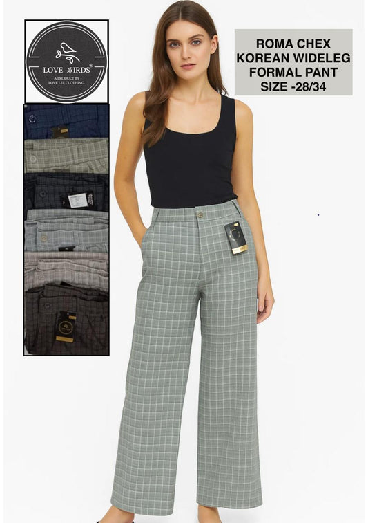 Roma Checks Wideleg Korean Trouser