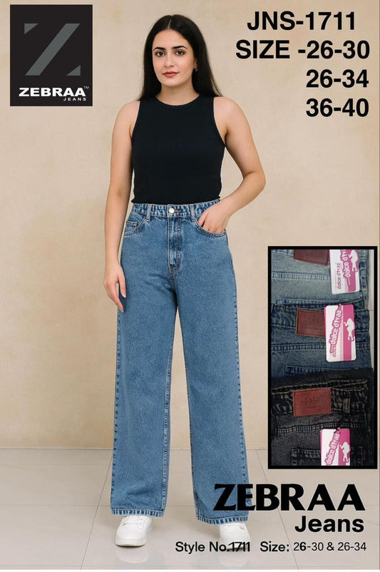 Wideleg Ball Wash Basic Jeans-1711