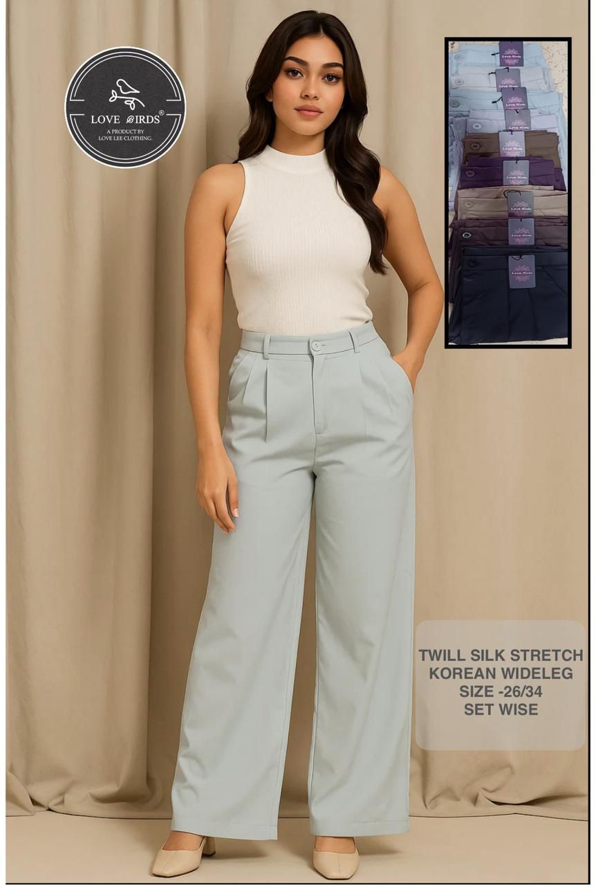 Twill Silk Strech Korean Wide Leg Trouser