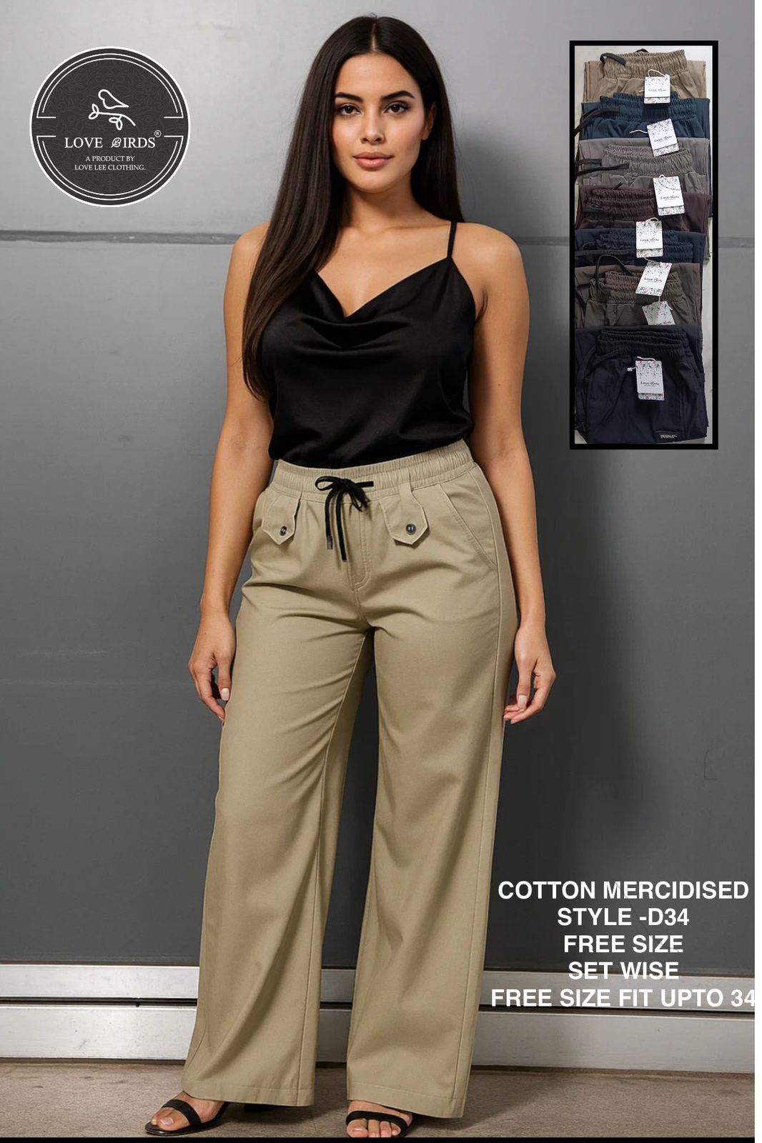 Cotton Mercidised Wideleg -D34