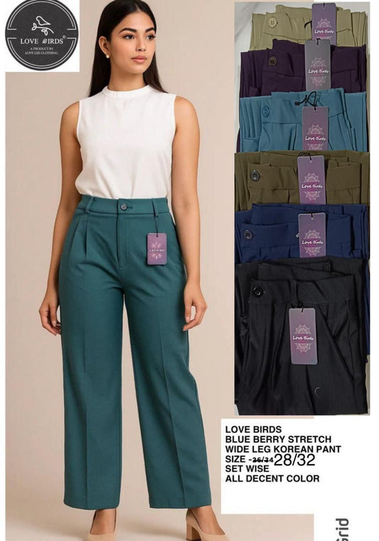 Blueberry Strech Wideleg Korean Pant